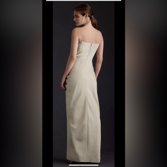 Jennings Cowl-Neck Ruched Side-Slit Satin Gown - Picture 2 of 5
